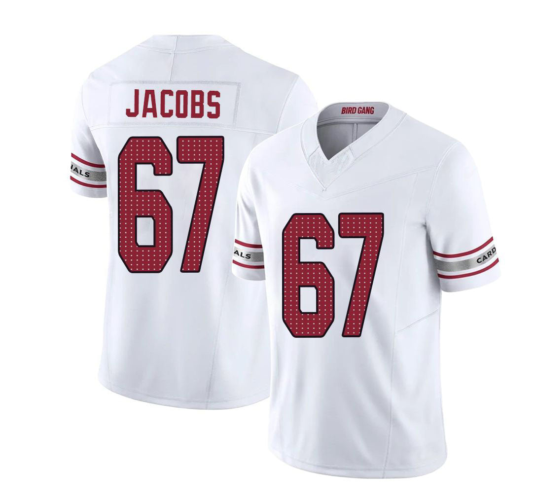 Arizona #67 Demontrey Player Football V Neck Short Sleeve White Jersey Jacobs For Men Youth Women Gift
