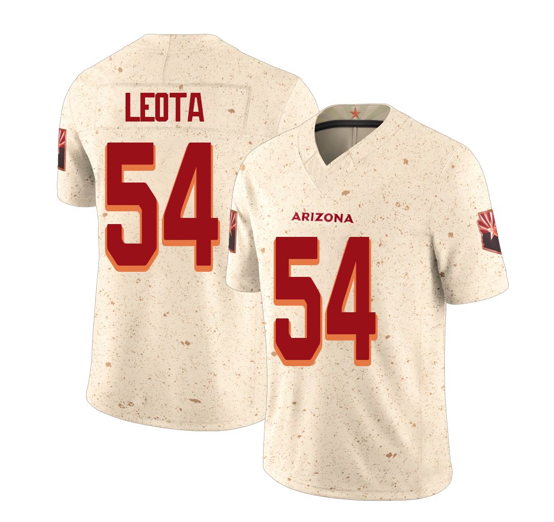 Arizona #54 Eku Player Football V Neck Short Sleeve Natural Rivalries Jersey Leota For Men Youth Women Gift