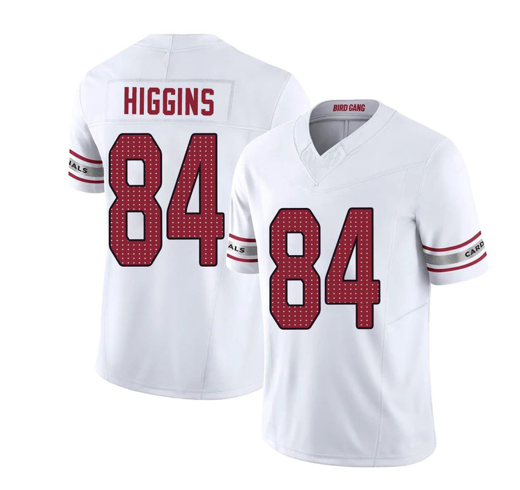 Arizona #84 Elijah Player Football V Neck Short Sleeve White Jersey Higgins For Men Youth Women Gift