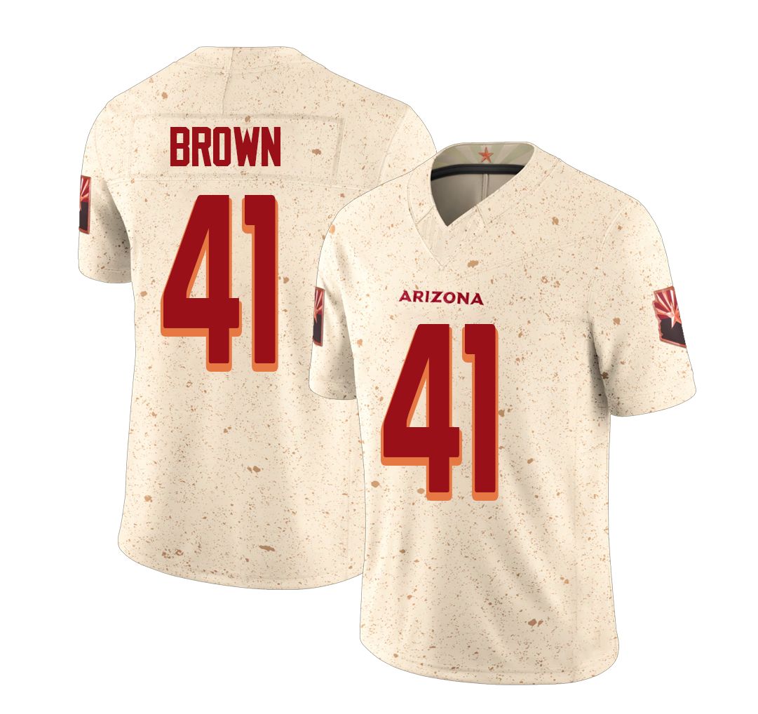 Arizona #41 Elliott Player Football V Neck Short Sleeve Natural Rivalries Jersey Brown For Men Youth Women Gift