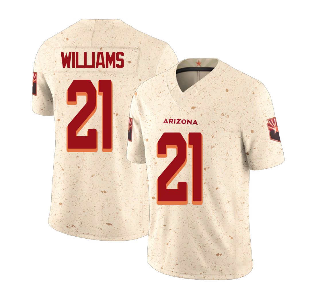 Arizona #21 Garrett Player Football V Neck Short Sleeve Natural Rivalries Jersey Williams For Men Youth Women Gift