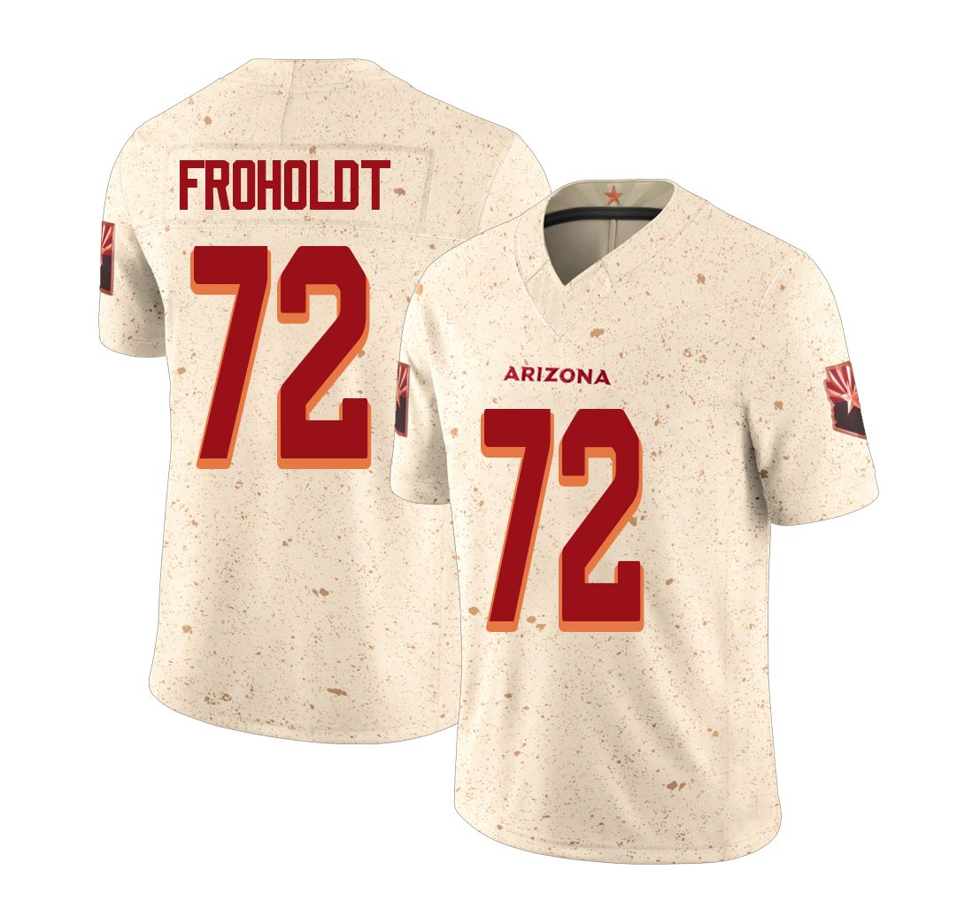 Arizona #72 Hjalte Player Football V Neck Short Sleeve Natural Rivalries Jersey Froholdt For Men Youth Women Gift