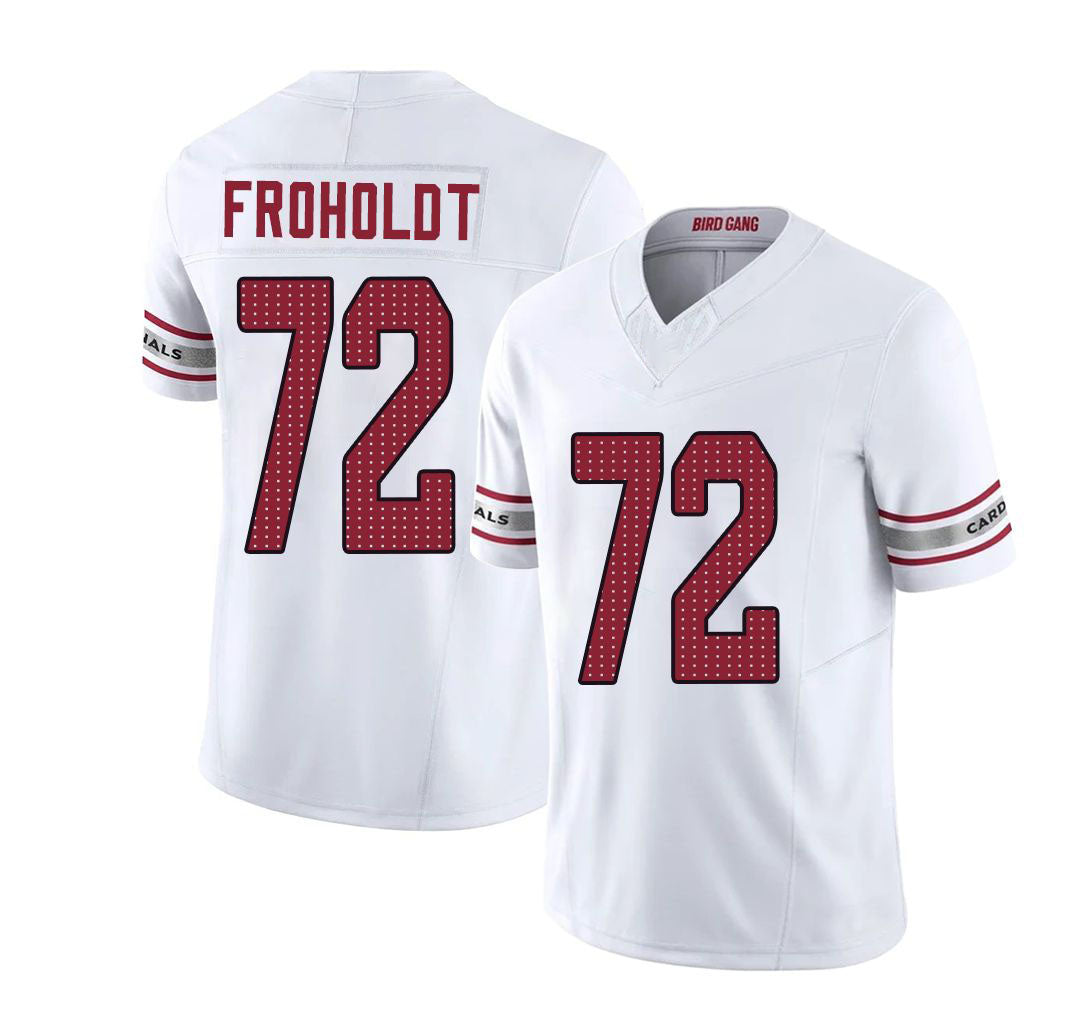 Arizona #72 Hjalte Player Football V Neck Short Sleeve White Jersey Froholdt For Men Youth Women Gift