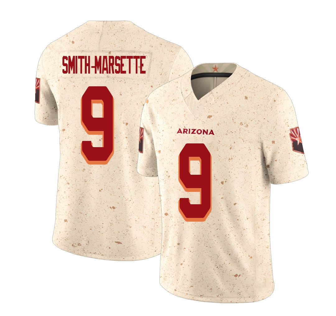 Arizona #9 Ihmir Player Football V Neck Short Sleeve Natural Rivalries Jersey Smith-Marsette For Men Youth Women Gift