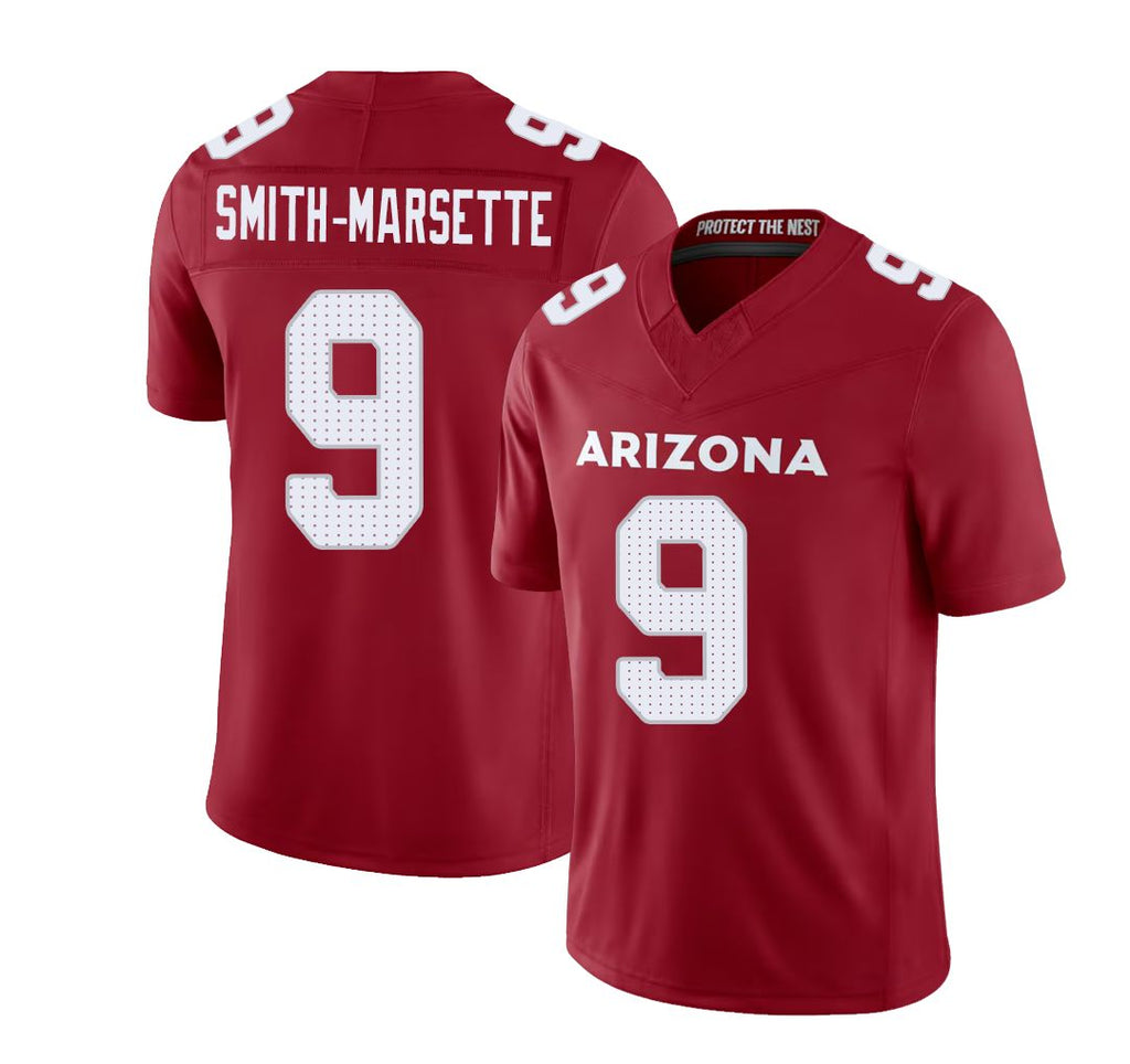 Arizona #9 Ihmir Player Football V Neck Short Sleeve Red Jersey Smith-Marsette For Men Youth Women Gift