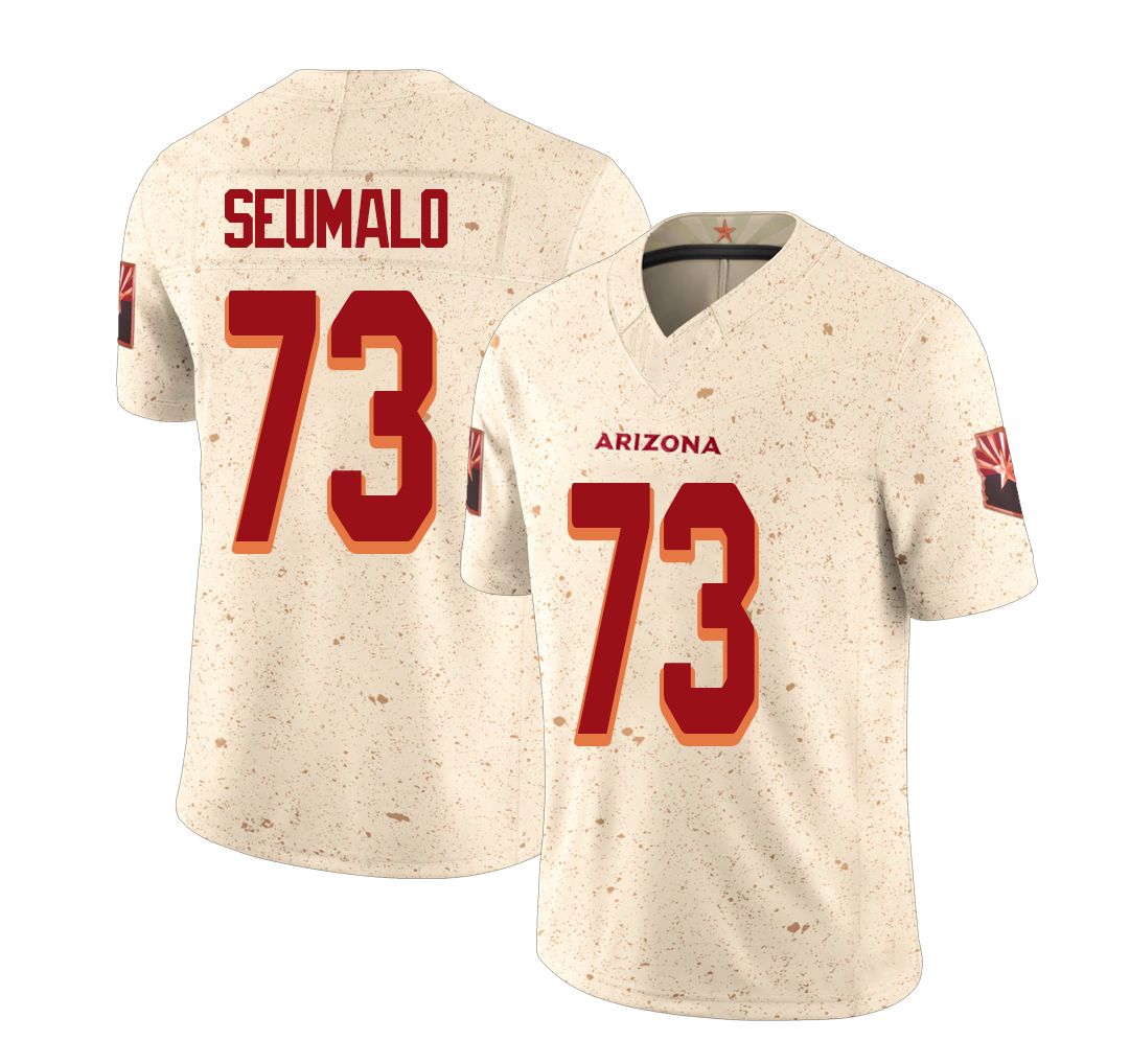 Arizona #73 Isaac Player Football V Neck Short Sleeve Natural Rivalries Jersey Seumalo For Men Youth Women Gift