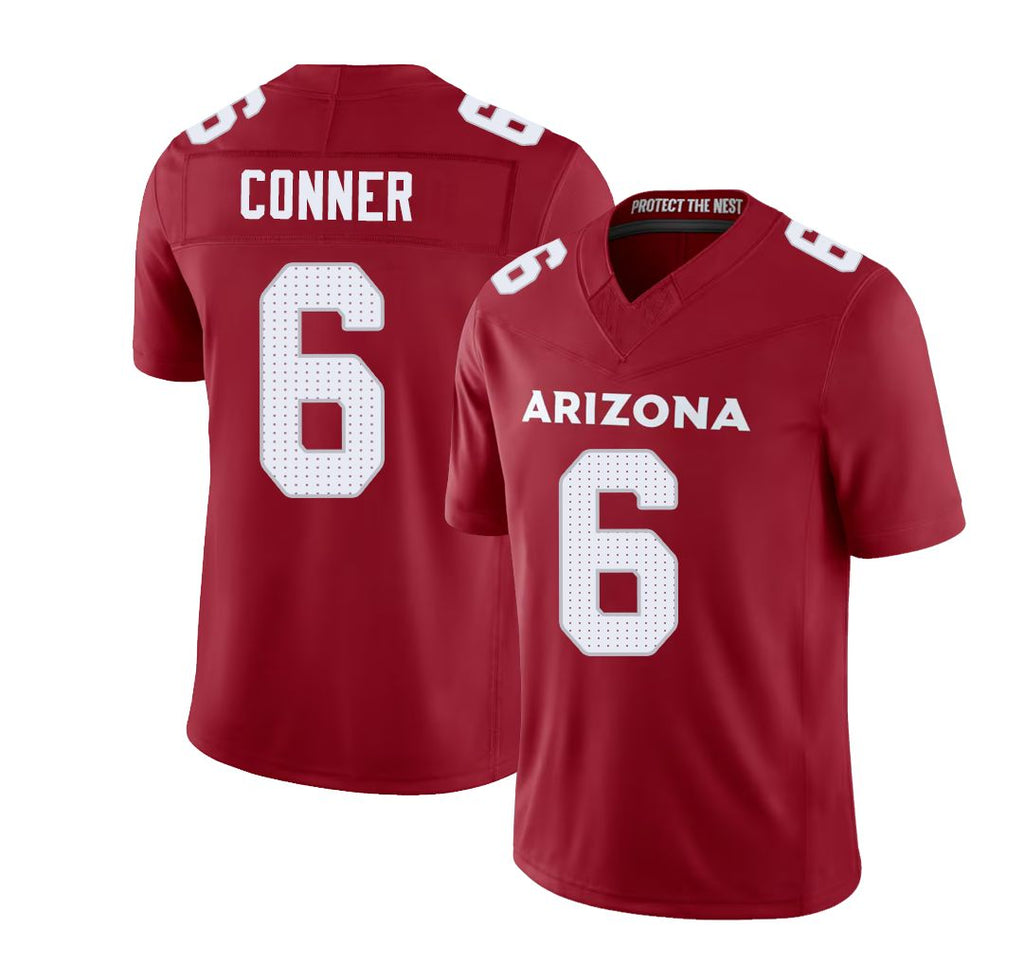 Arizona #6 James Player Football V Neck Short Sleeve Red Jersey Conner For Men Youth Women Gift