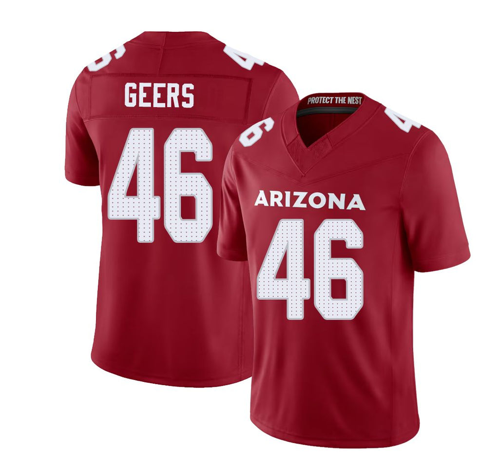 Arizona #46 Jameson Player Football V Neck Short Sleeve Red Jersey Geers For Men Youth Women Gift