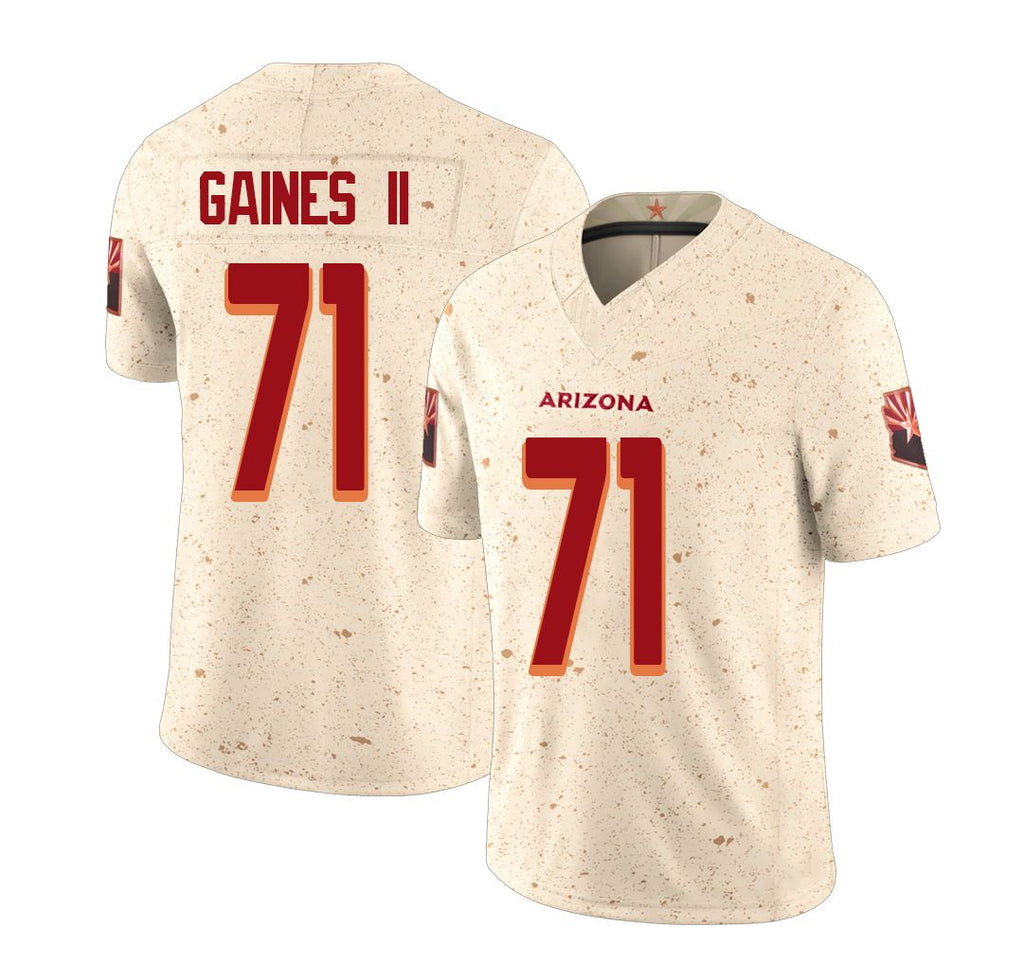 Arizona #71 Jon Player Football V Neck Short Sleeve Natural Rivalries Jersey Gaines II For Men Youth Women Gift