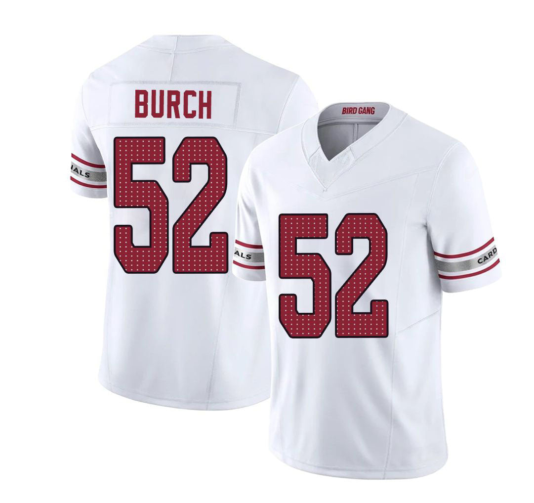 Arizona #52 Jordan Player Football V Neck Short Sleeve White Jersey Burch For Men Youth Women Gift