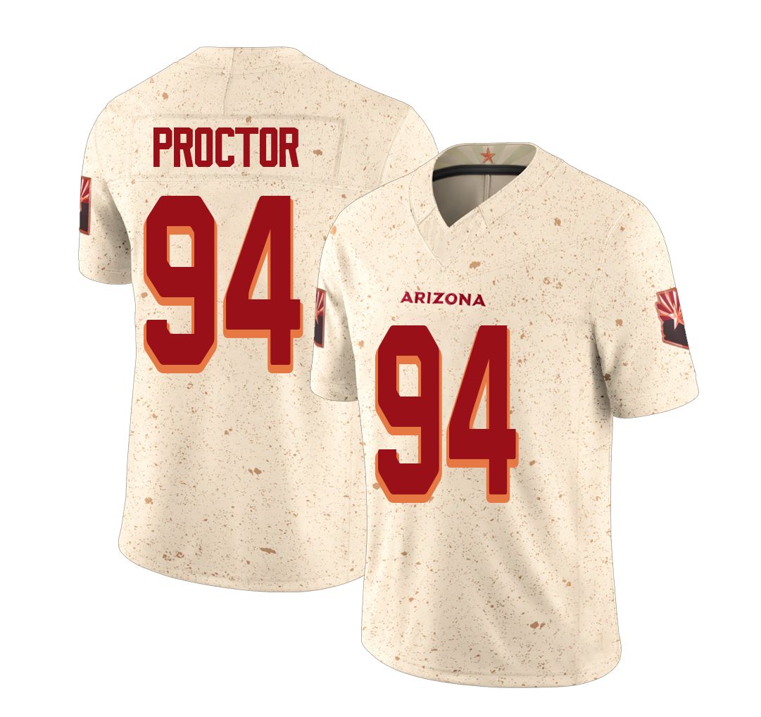Arizona #94 Kaleb Player Football V Neck Short Sleeve Natural Rivalries Jersey Proctor For Men Youth Women Gift