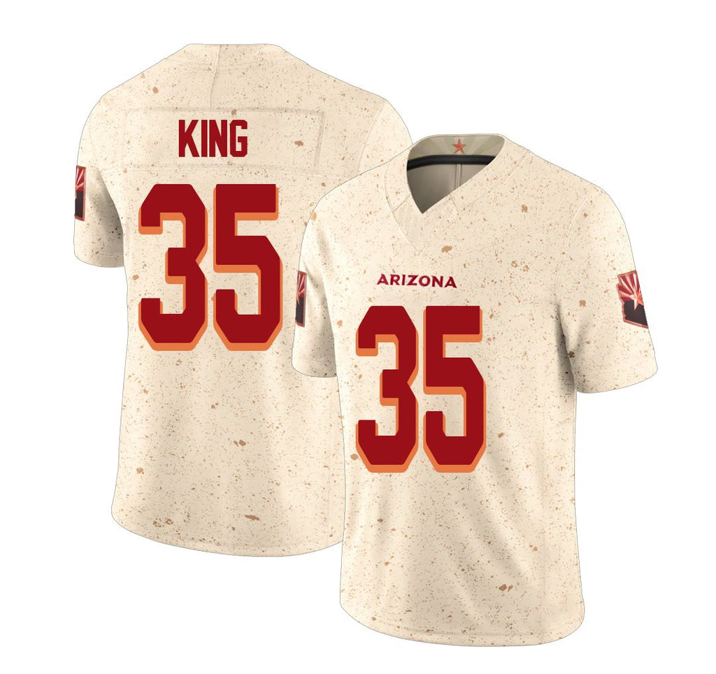 Arizona #35 Kalen Player Football V Neck Short Sleeve Natural Rivalries Jersey King For Men Youth Women Gift