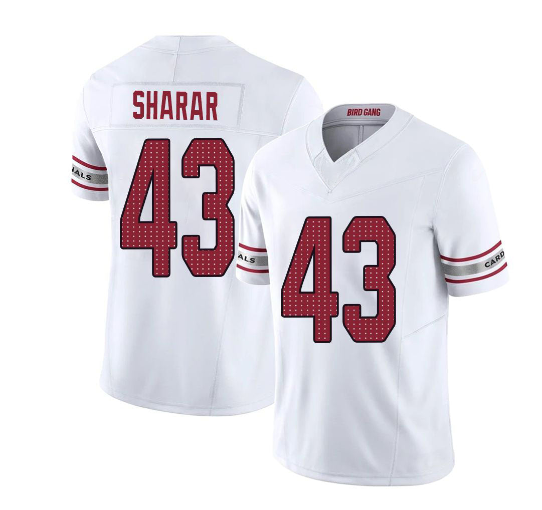 Arizona #43 Karson Player Football V Neck Short Sleeve White Jersey Sharar For Men Youth Women Gift