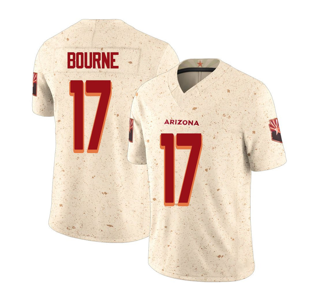 Arizona #17 Kendrick Player Football V Neck Short Sleeve Natural Rivalries Jersey Bourne For Men Youth Women Gift