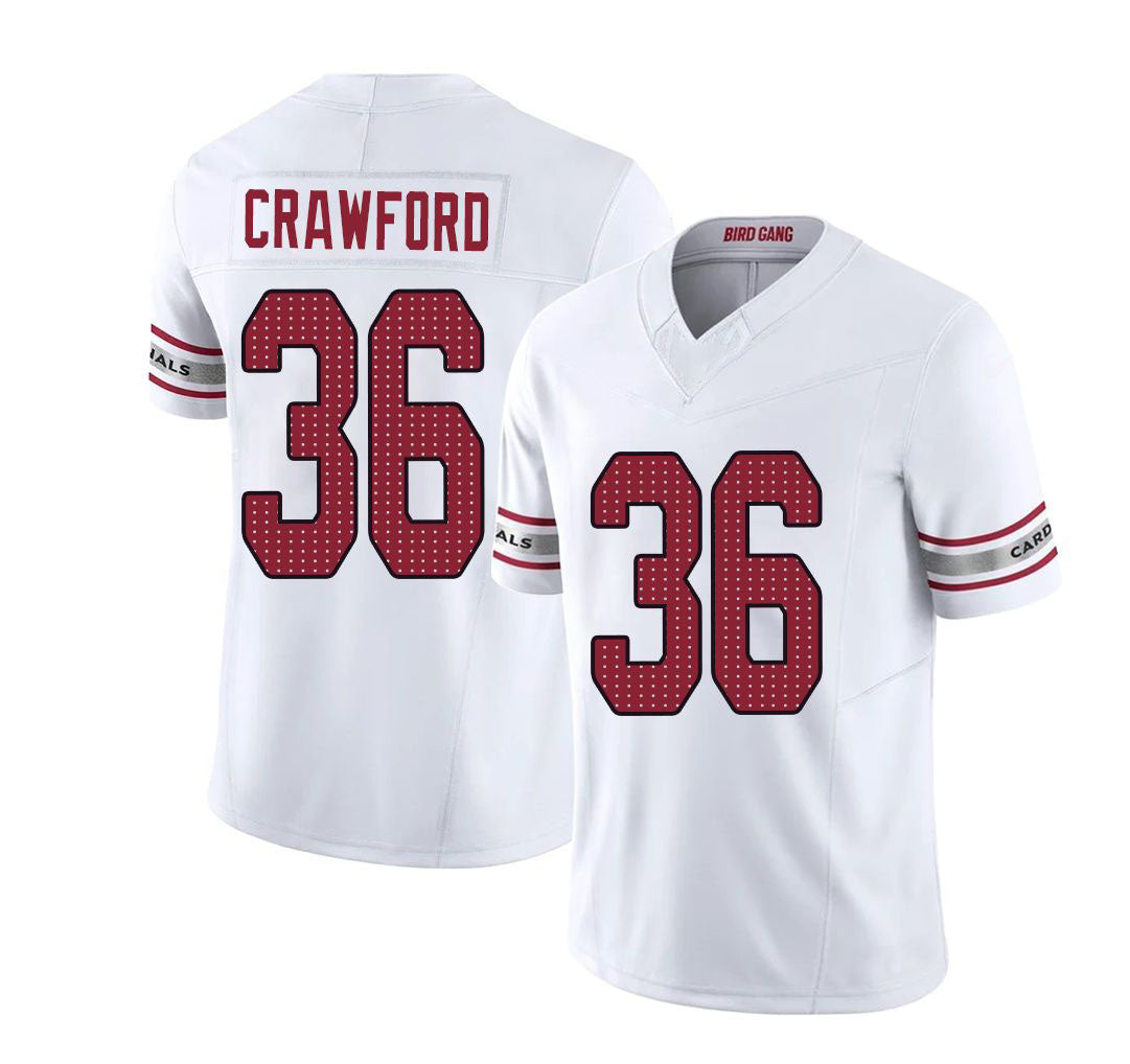 Arizona #36 Kitan Player Football V Neck Short Sleeve White Jersey Crawford For Men Youth Women Gift