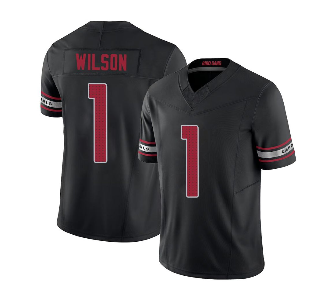 Arizona #1 Mack Player Football V Neck Short Sleeve Black Jersey Wilson For Men Youth Women Gift