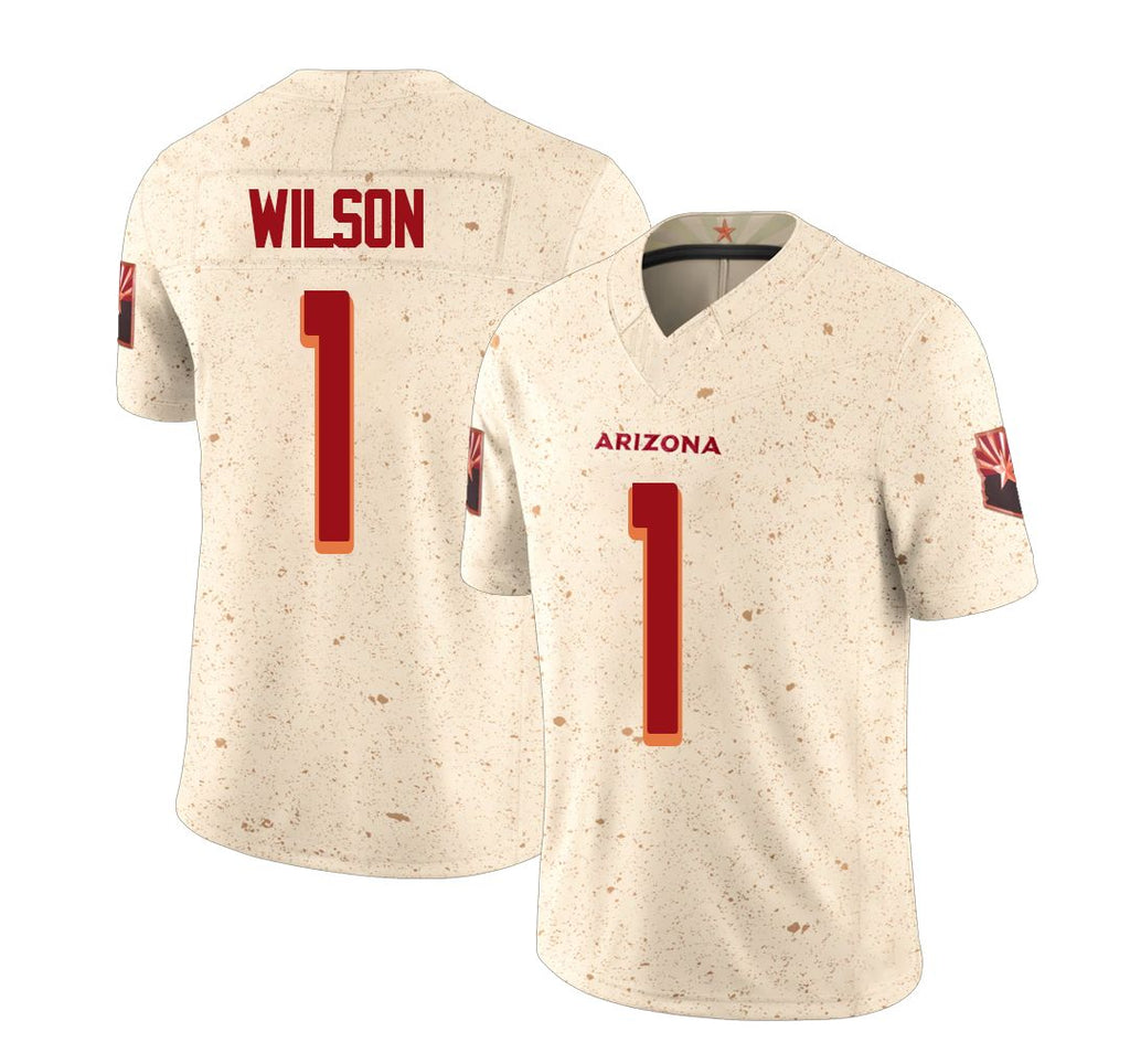 Arizona #1 Mack Player Football V Neck Short Sleeve Natural Rivalries Jersey Wilson For Men Youth Women Gift