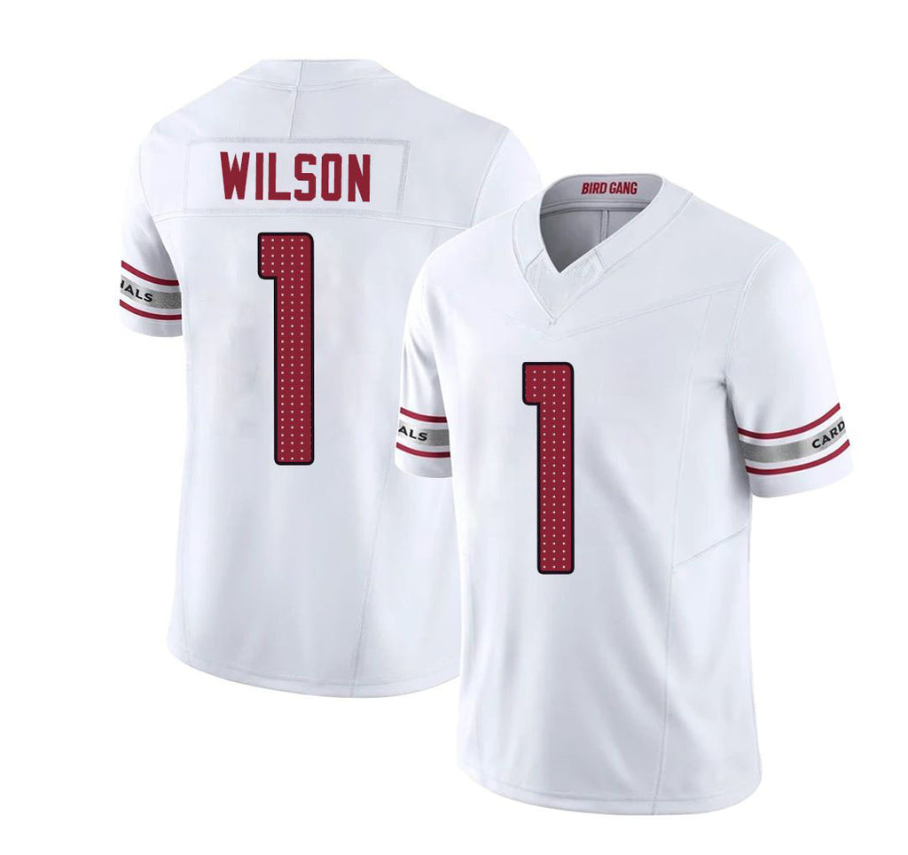 Arizona #1 Mack Player Football V Neck Short Sleeve White Jersey Wilson For Men Youth Women Gift