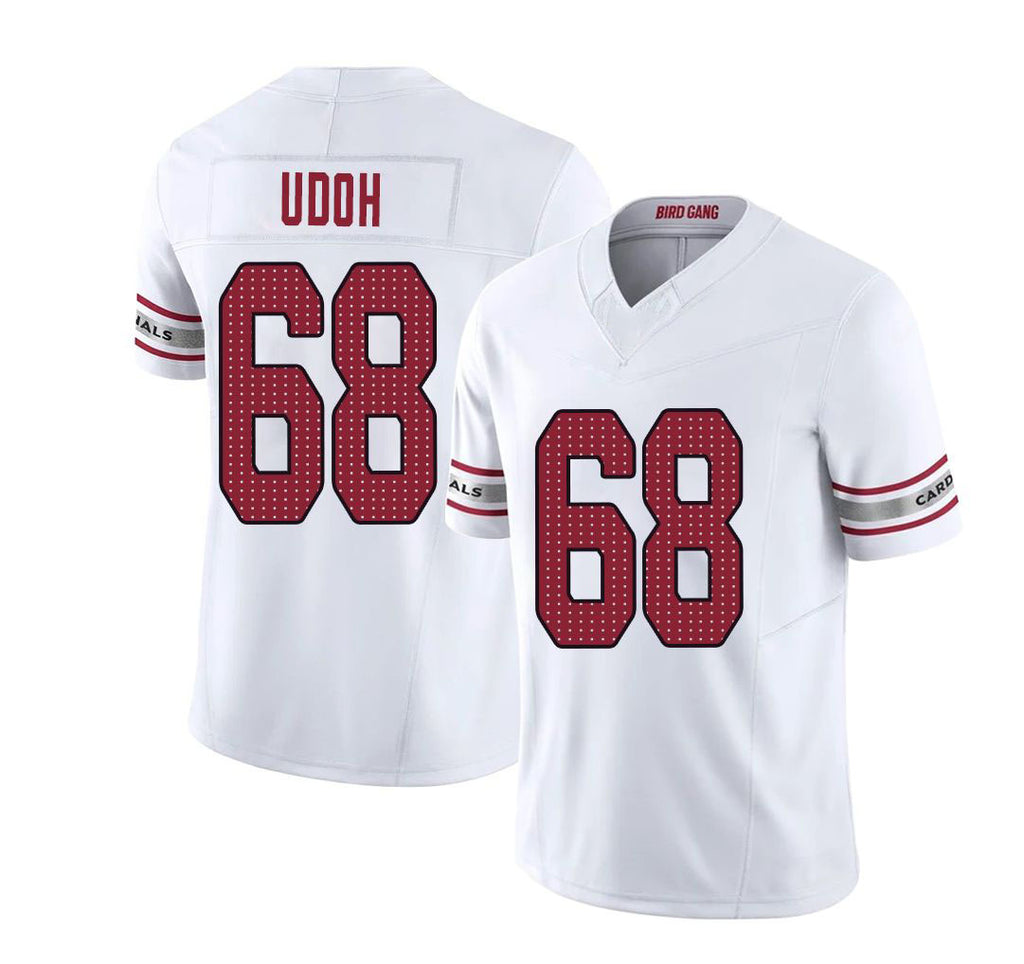 Arizona #68 Olisaemeka Player Football V Neck Short Sleeve White Jersey Udoh For Men Youth Women Gift