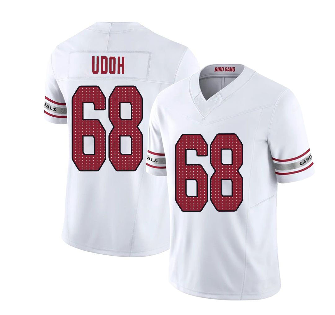 Arizona #68 Olisaemeka Player Football V Neck Short Sleeve White Jersey Udoh For Men Youth Women Gift