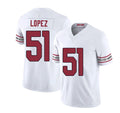 Arizona #51 Roy Player Football V Neck Short Sleeve White Jersey Lopez For Men Youth Women Gift