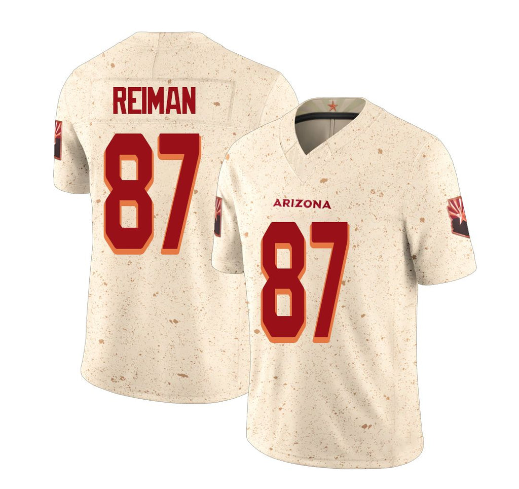 Arizona #87 Tip Player Football V Neck Short Sleeve Natural Rivalries Jersey Reiman For Men Youth Women Gift