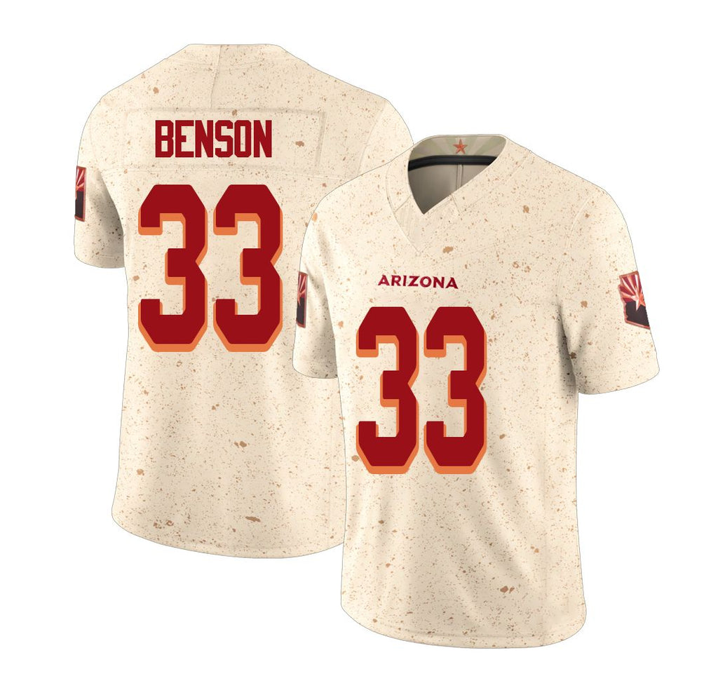 Arizona #33 Trey Player Football V Neck Short Sleeve Natural Rivalries Jersey Benson For Men Youth Women Gift