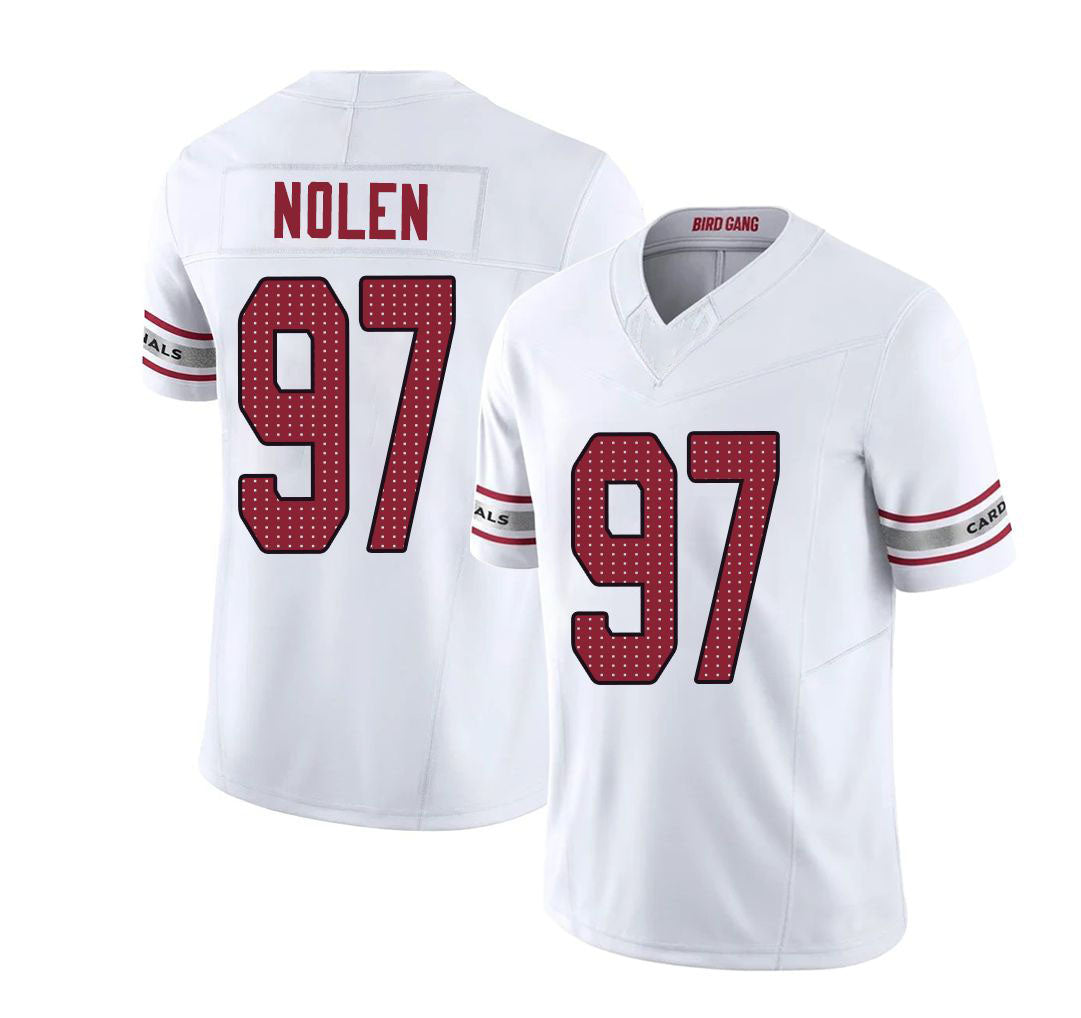 Arizona #97 Walter Player Football V Neck Short Sleeve White Jersey Nolen For Men Youth Women Gift