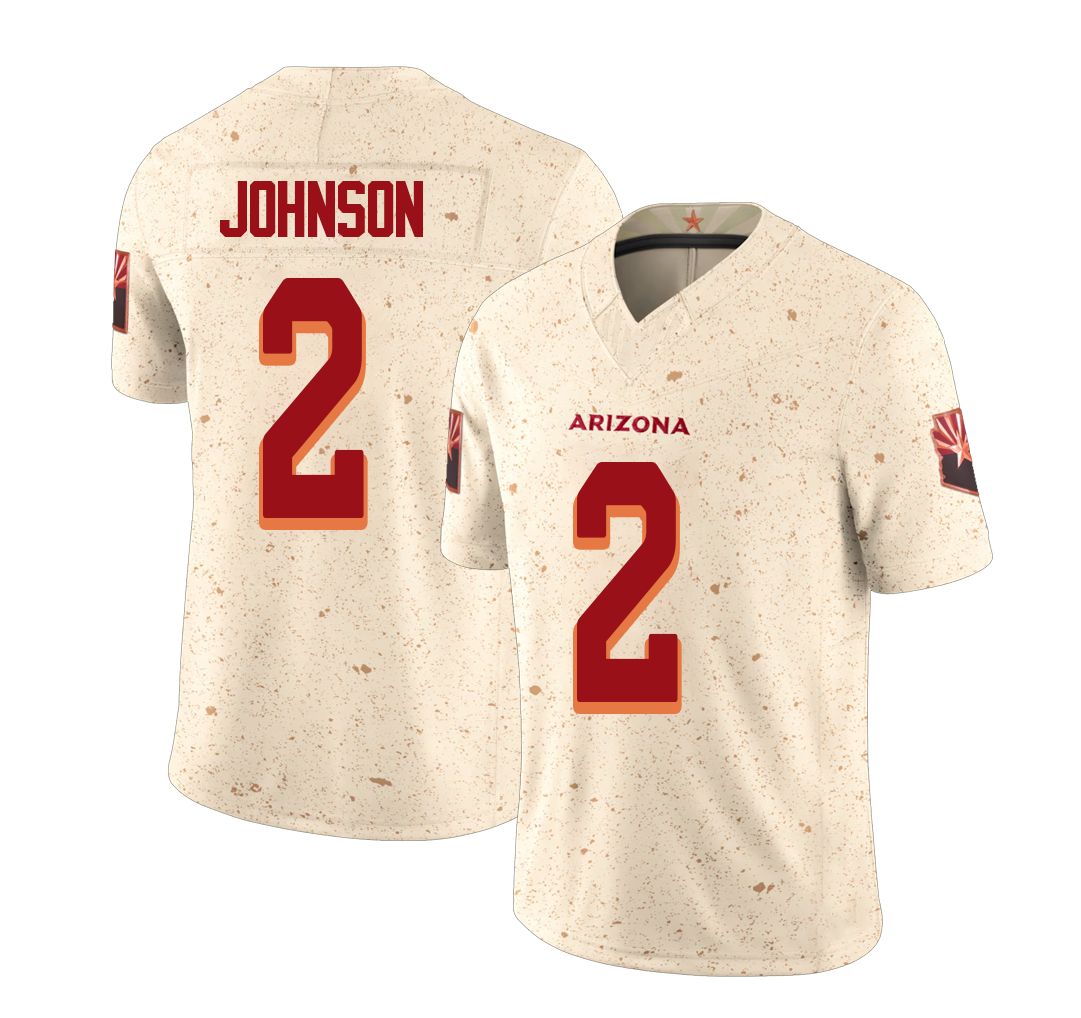 Arizona #2 Will Player Football V Neck Short Sleeve Natural Rivalries Jersey Johnson For Men Youth Women Gift