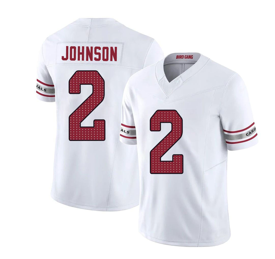 Arizona #2 Will Player Football V Neck Short Sleeve White Jersey Johnson For Men Youth Women Gift