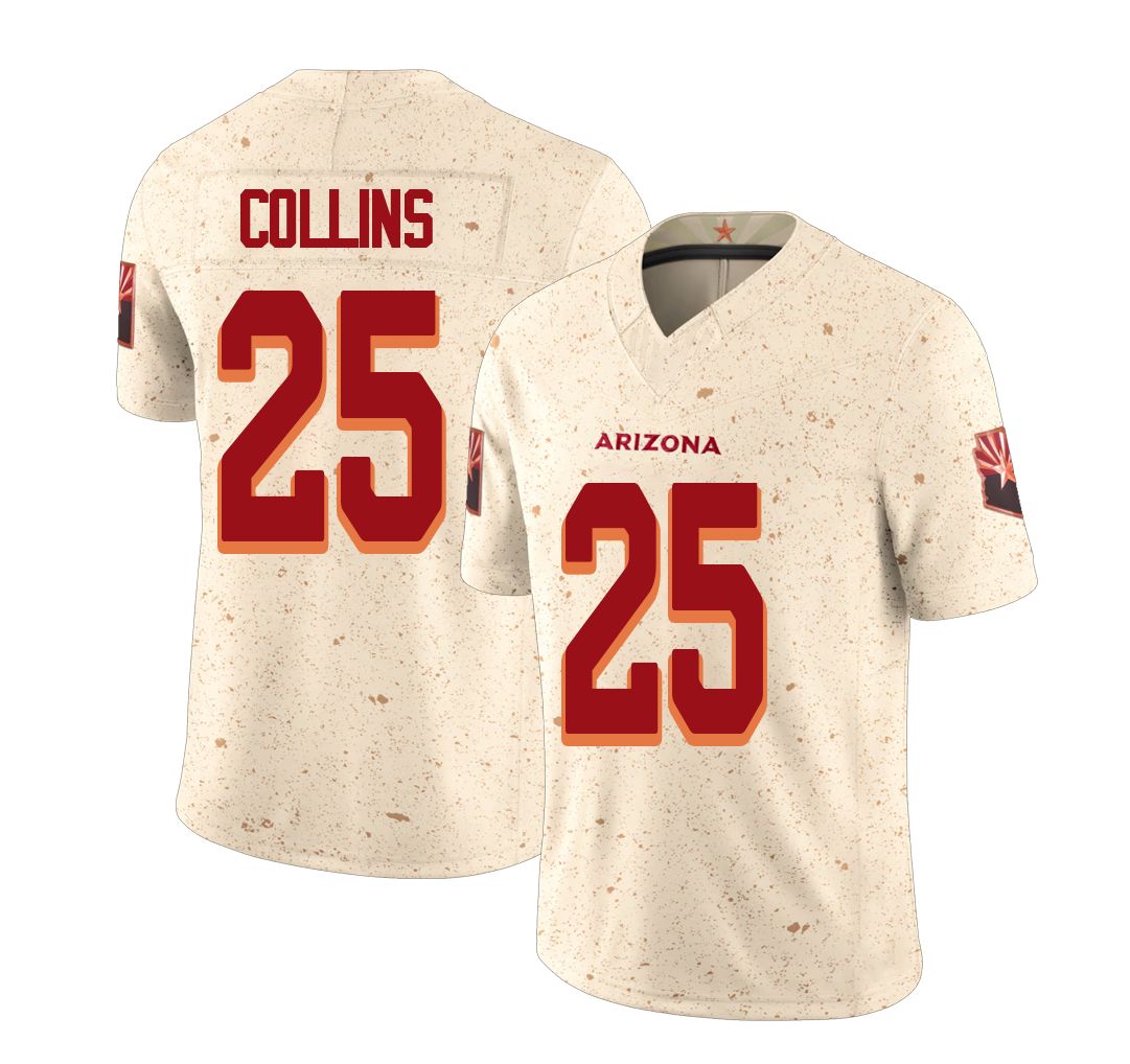 Arizona #25 Zaven Player Football V Neck Short Sleeve Natural Rivalries Jersey Collins For Men Youth Women Gift