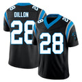 Carolina #28 Dillon Player Football V Neck Short Sleeve Black Jersey AJ For Men Youth Women Gift