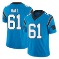 Carolina #61 Hall Player Football V Neck Short Sleeve Blue Jersey Aaron For Men Youth Women Gift