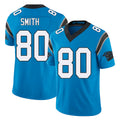 Carolina #80 Smith Player Football V Neck Short Sleeve Blue Jersey Ainias For Men Youth Women Gift