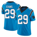 Carolina #29 Evans Player Football V Neck Short Sleeve Blue Jersey Akayleb For Men Youth Women Gift
