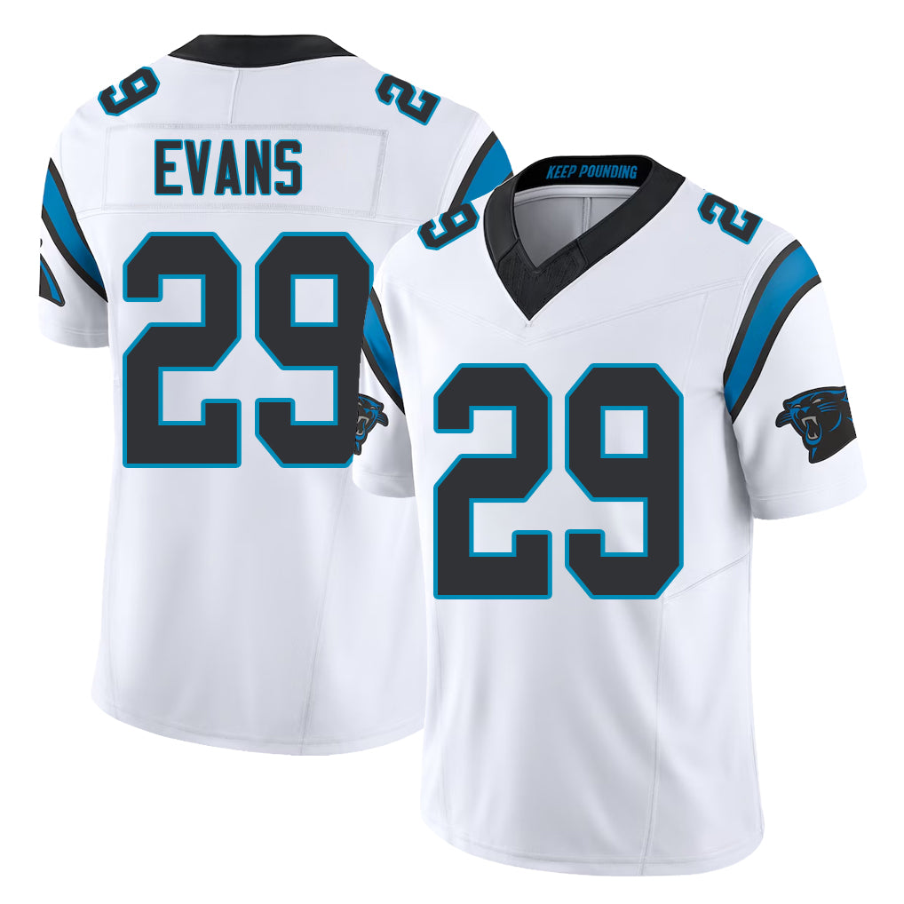 Carolina #29 Evans Football V Neck Short Sleeve White Jersey Akayleb For Men Youth Women Gift