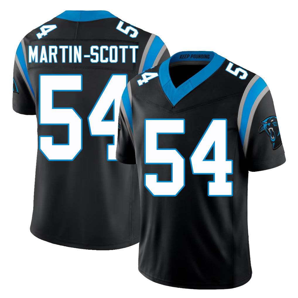 Carolina #54 Martin-Scott Player Football V Neck Short Sleeve Black Jersey Bam For Men Youth Women Gift