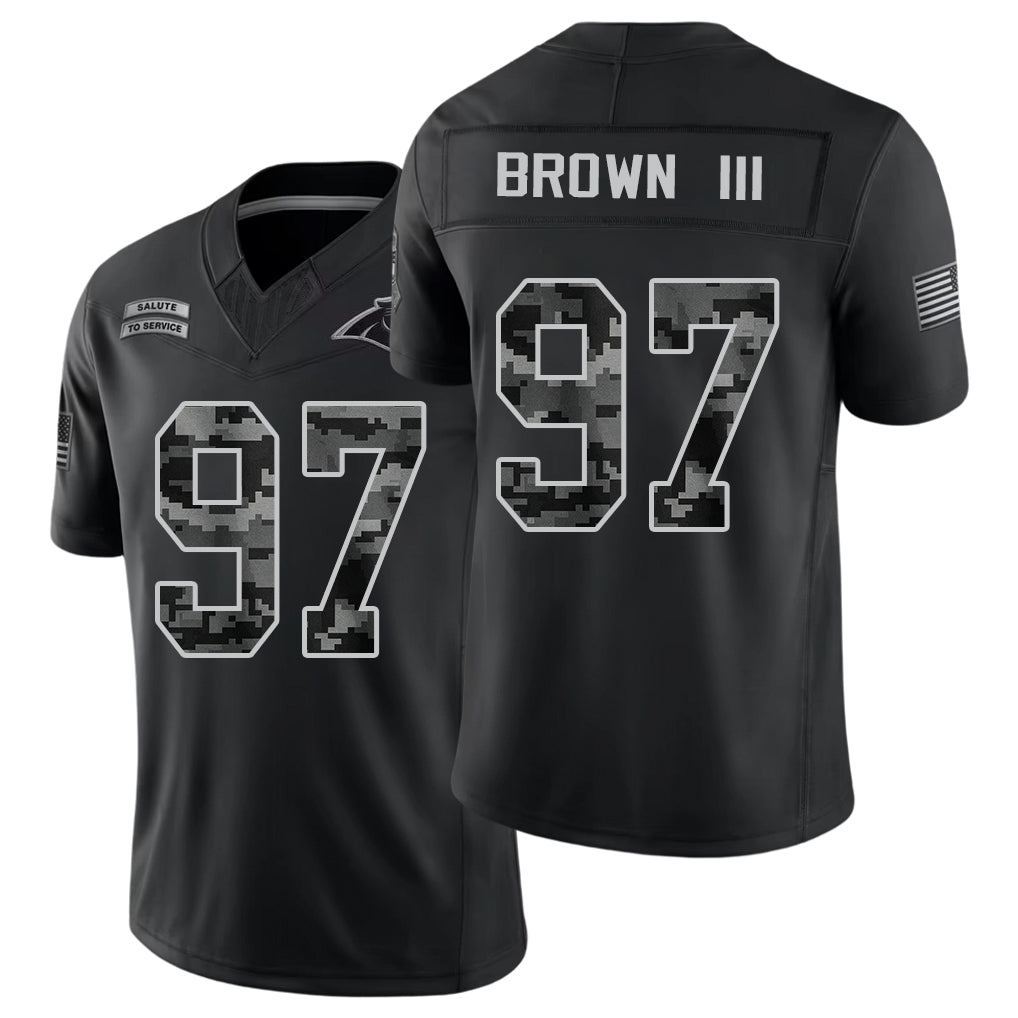 Carolina #97 Brown III Player Football V Neck Short Sleeve Black Jersey Bobby For Men Youth Women Gift