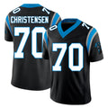 Carolina #70 Christensen Player Football V Neck Short Sleeve Black Jersey Brady For Men Youth Women Gift