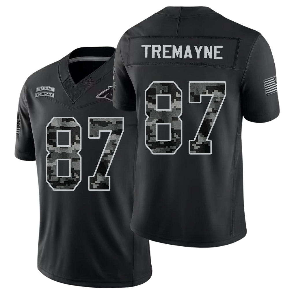 Carolina #87 Tremayne Player Football V Neck Short Sleeve Black Jersey Brycen For Men Youth Women Gift