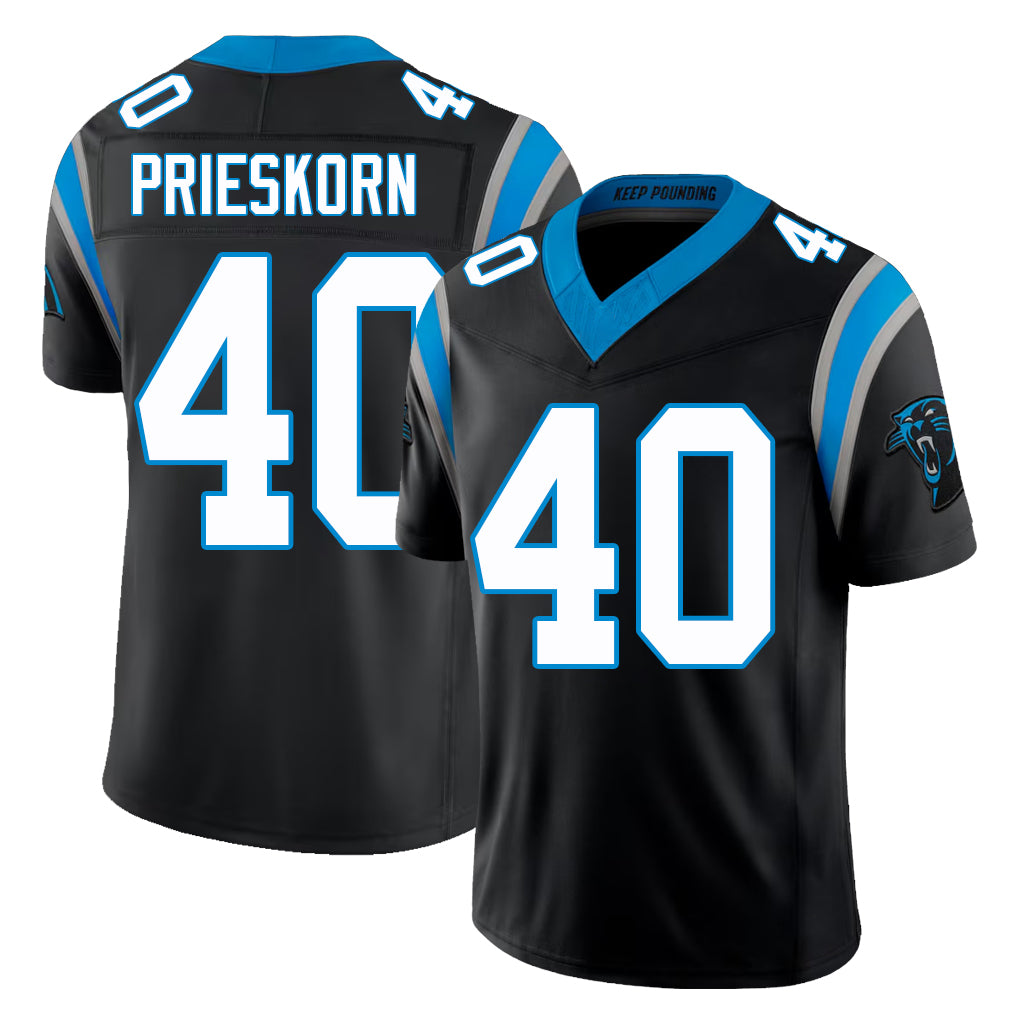 Carolina #40 Prieskorn Player Football V Neck Short Sleeve Black Jersey Caden For Men Youth Women Gift