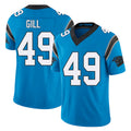 Carolina #49 Gill Player Football V Neck Short Sleeve Blue Jersey Cam For Men Youth Women Gift