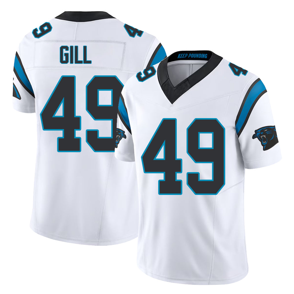 Carolina #49 Gill Player Football V Neck Short Sleeve White Jersey Cam For Men Youth Women Gift