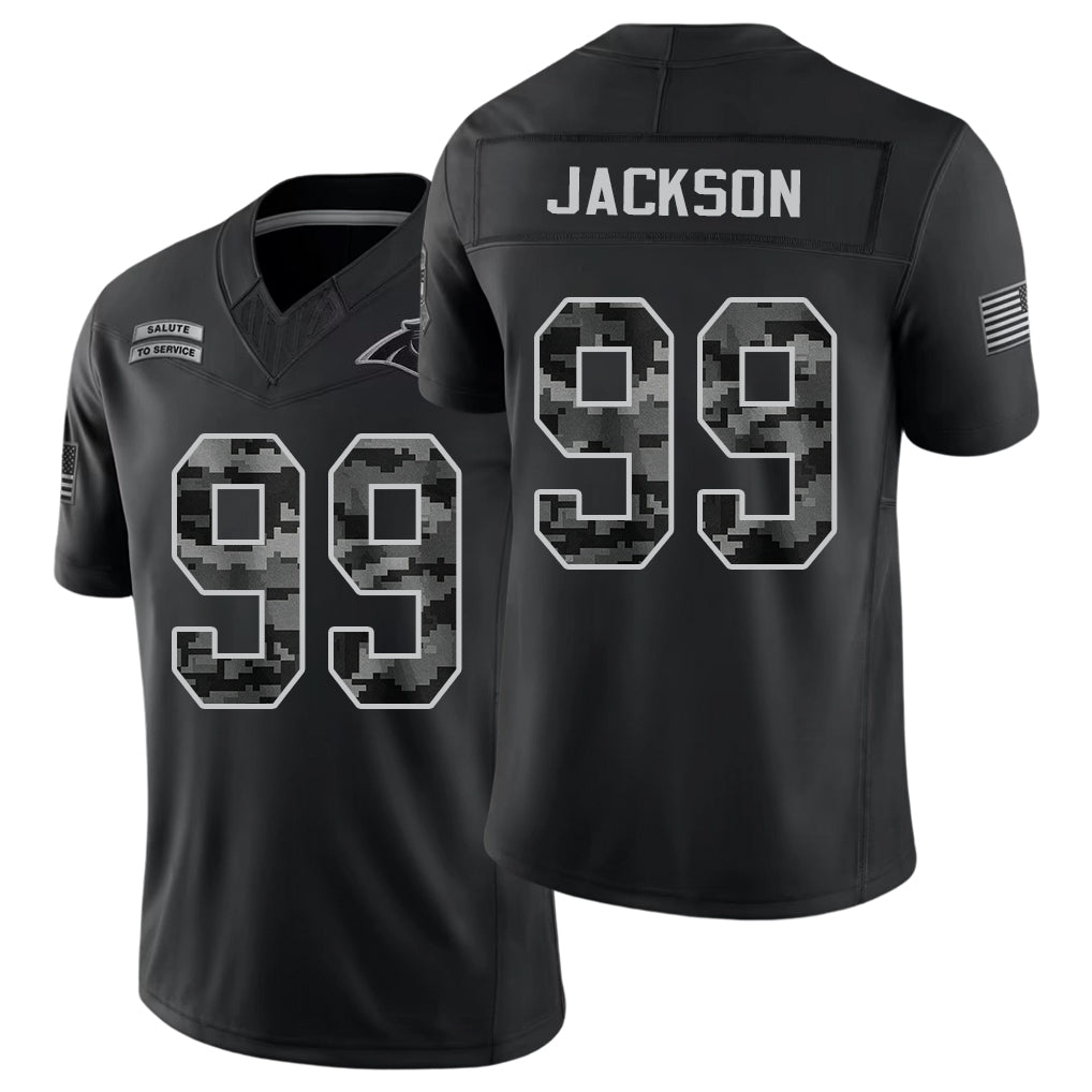 Carolina #99 Jackson Player Football V Neck Short Sleeve Black Jersey Cam For Men Youth Women Gift