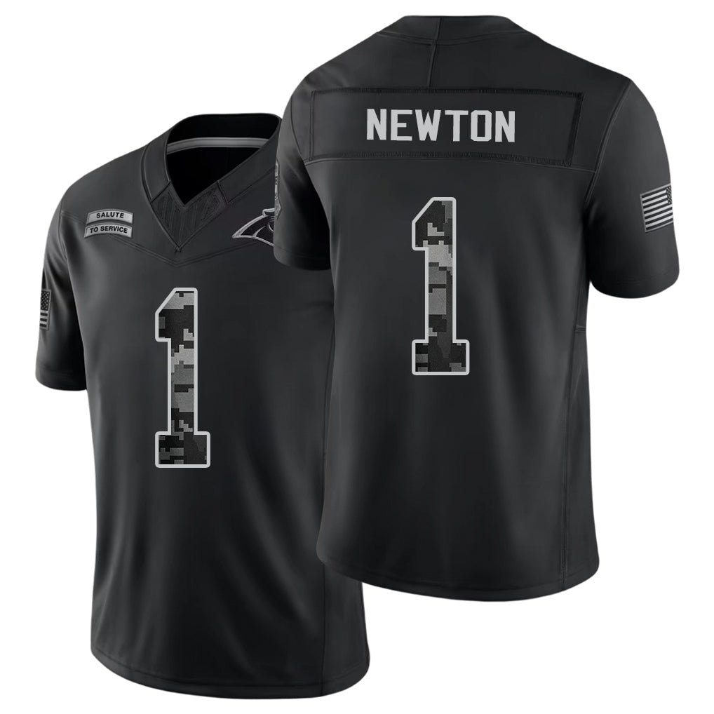 Carolina #1 Newton Player Football V Neck Short Sleeve Black Jersey Cam For Men Youth Women Gift