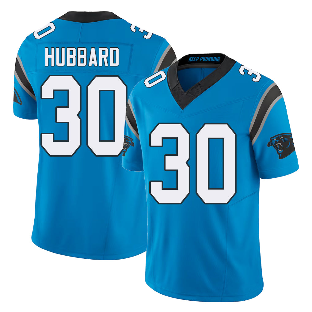 Carolina #30 Hubbard Player Football V Neck Short Sleeve Blue Jersey Chuba For Men Youth Women Gift