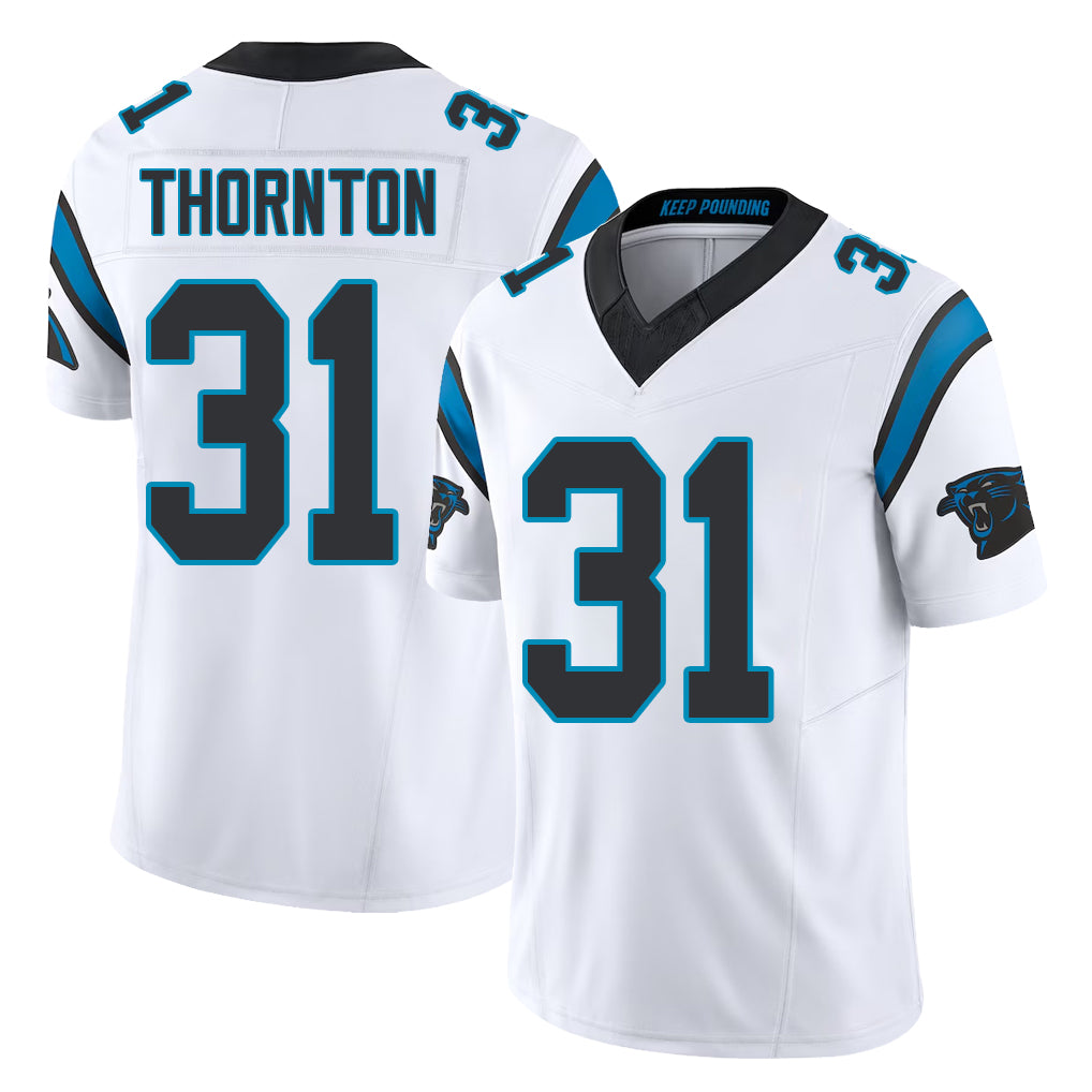 Carolina #31 Thornton Player Football V Neck Short Sleeve White Jersey Corey For Men Youth Women Gift