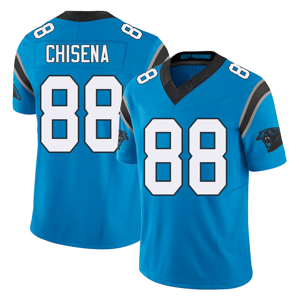 Carolina #88 Chisena Player Football V Neck Short Sleeve Blue Jersey Dan For Men Youth Women Gift