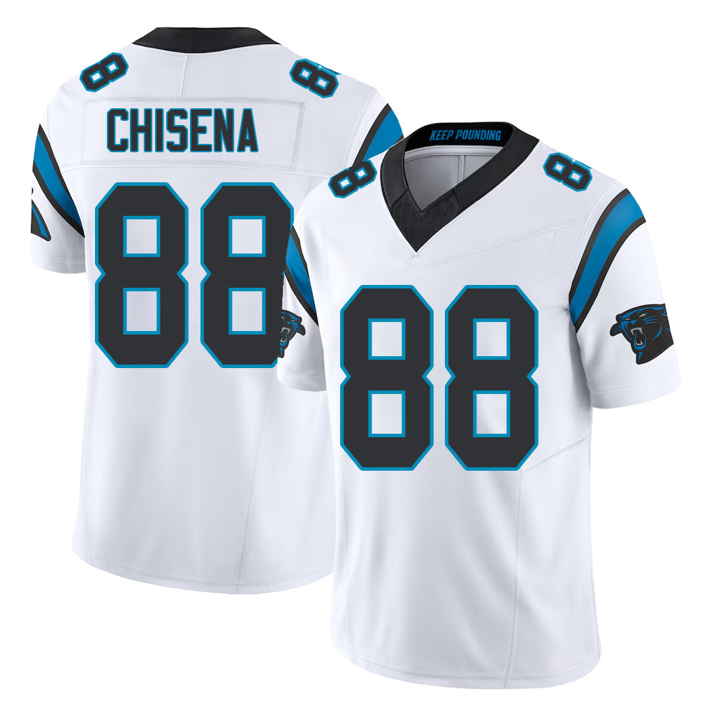 Carolina #88 Chisena Player Football V Neck Short Sleeve White Jersey Dan For Men Youth Women Gift