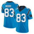 Carolina #83 Moore Player Football V Neck Short Sleeve Blue Jersey David For Men Youth Women Gift